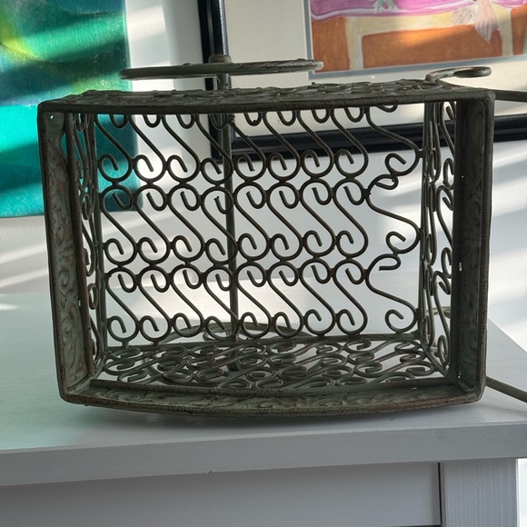 Elegant Green Metal Decorative Rustic Shabby Chic Cart - Picture 5 of 9